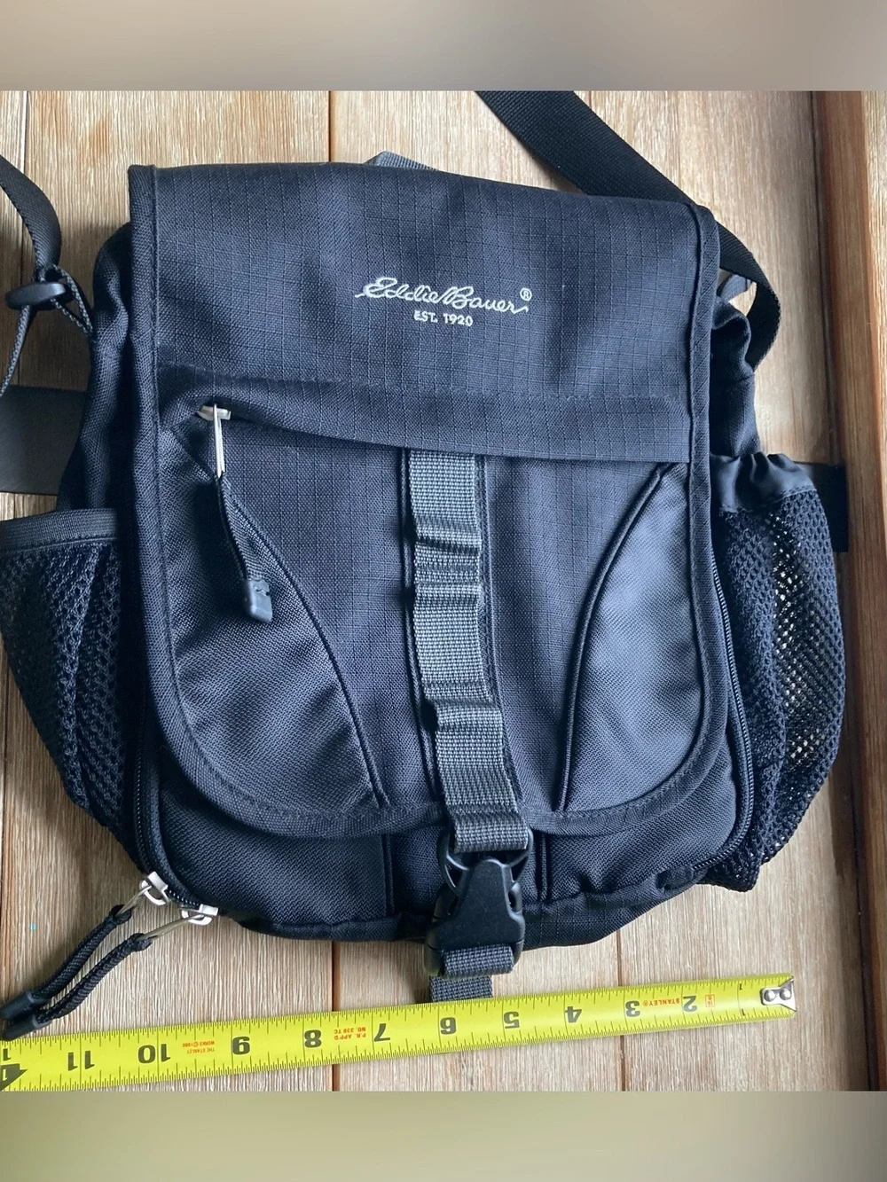 Eddie Bauer Black Crossbody Utility Messenger Travel Bag Organizer Nylon